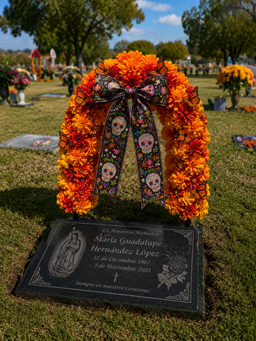 Día de los Muertos Arch with Monarch Butterflies & Skull Ribbon Bow